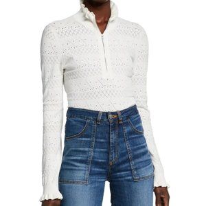 Veronica Beard Silvi Mock-Neck Zip-Front Sweater M